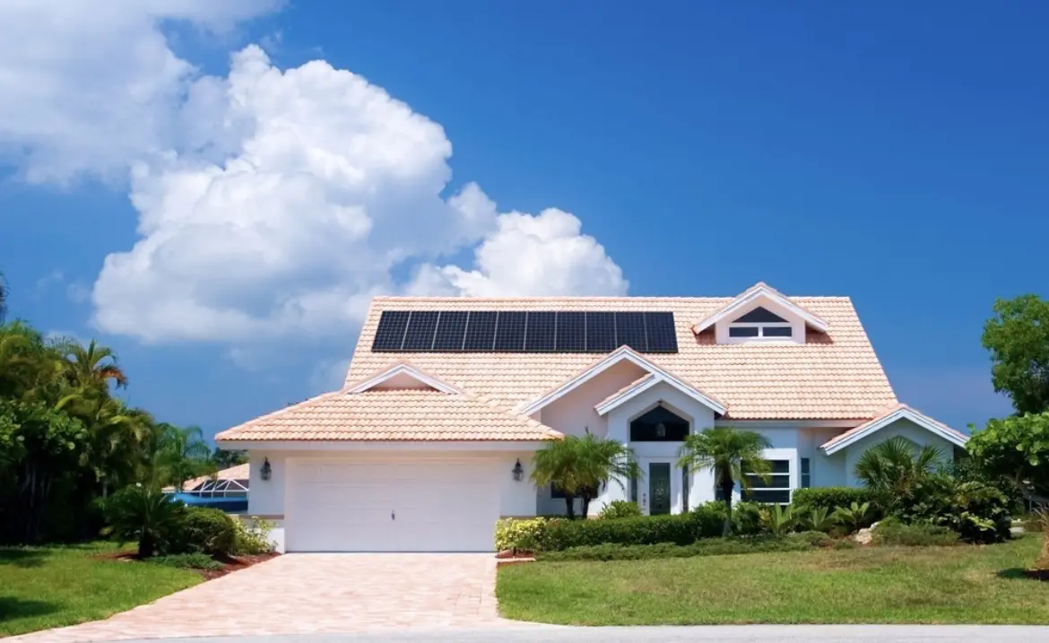 Rooftop solar array on a suburban Pennsylvania home